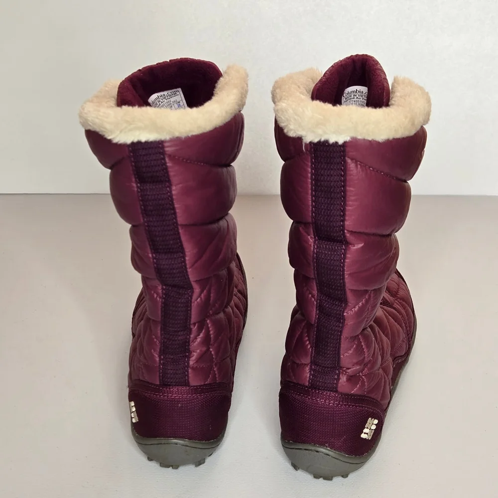 Columbia Powder Summit II Purple Burgundy Faux Fur Insulated Quilted Boots Sz 9